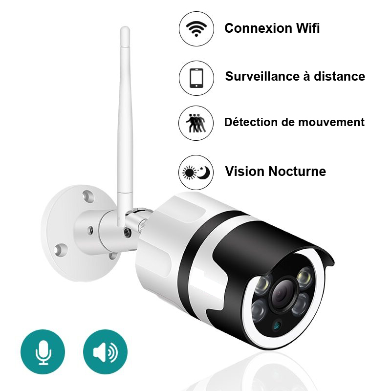 Caméra de surveillance extérieur Wifi 1080 P et vision nocturne